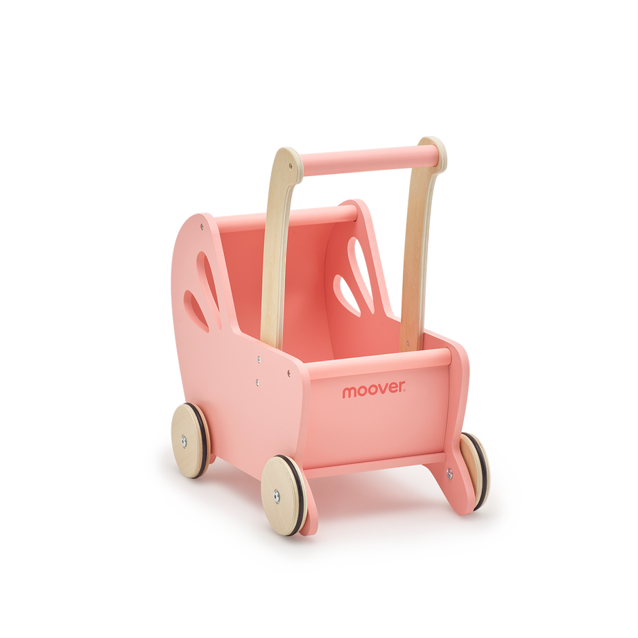 Wooden Dolls Pram Pink Moover Toys Essentials Earth Toys