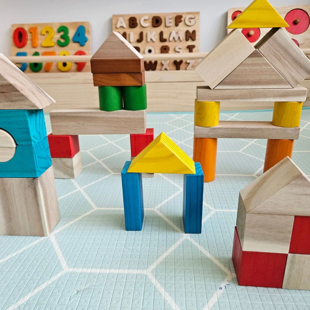 Natural Colour Wooden Block Set 34 pc - Earth Toys