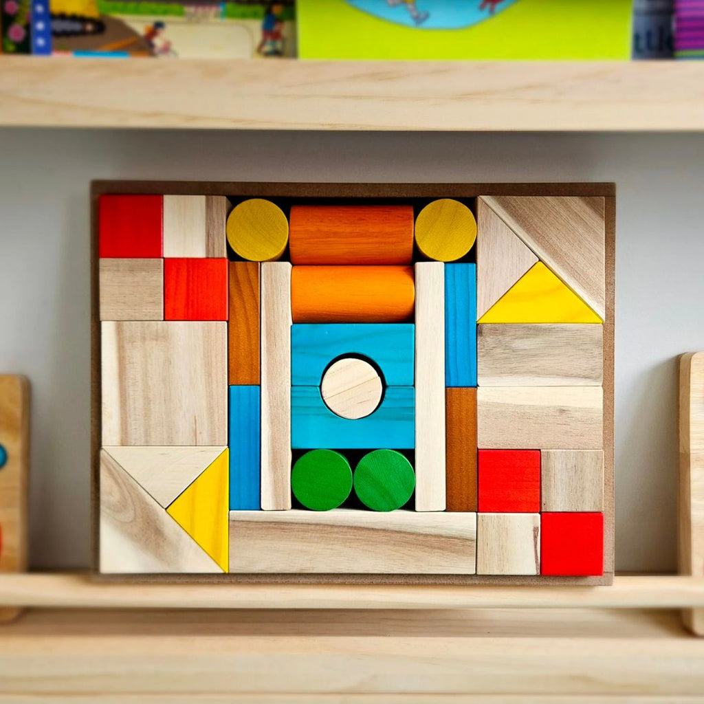 Natural Colour Wooden Block Set 34 pc - Earth Toys