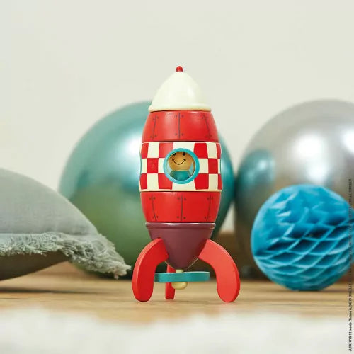 Janod Magnetic Wooden Toy Rocket Ship Earth Toys