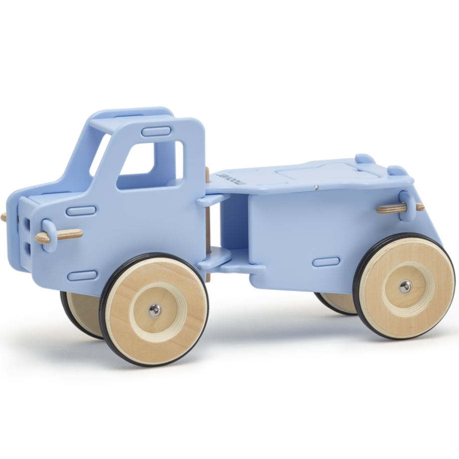 Moover Toddler Wooden Dump Truck Ride On Light Blue Earth