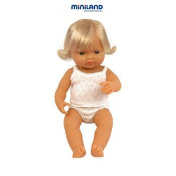 Miniland Anatomically Correct Baby Doll Caucasian Girl, 38 cm - Earth Toys - 2