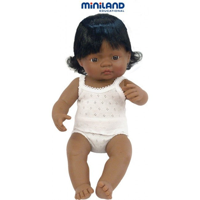 Miniland Anatomically Correct Baby Doll Latin American Girl, 38 cm - Earth Toys - 2