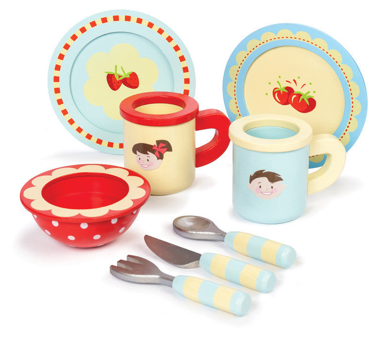 Childrens wooden dinner set on sale