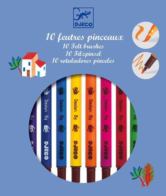 10 Felt Brushes Classic - Earth Toys