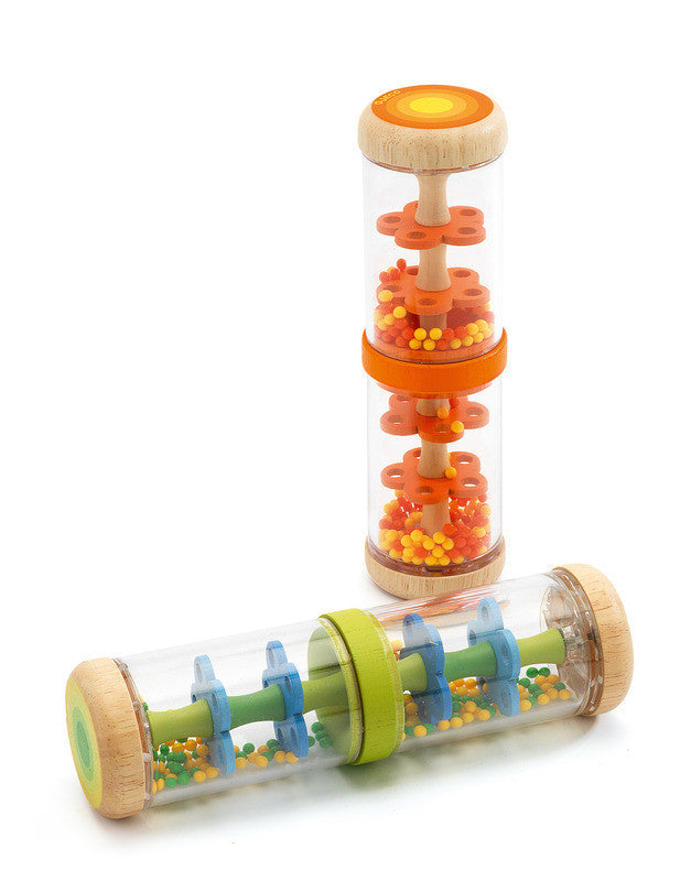 Orange - Wooden Baby Rain Shaker - Earth Toys