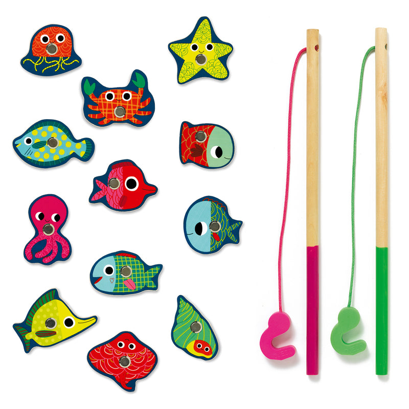 Magnetic Fishing Coloured, Djeco Wooden Toddler Game – Earth Toys