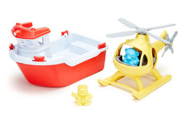 Green Toys - Rescue Boat and Helicopter - Earth Toys - 2