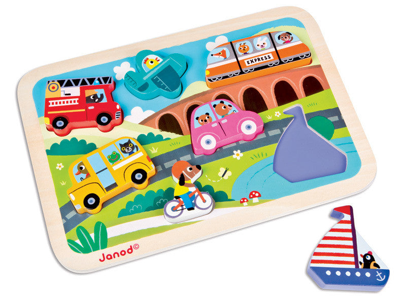 Vehicles Chunky Puzzle - Earth Toys - 1