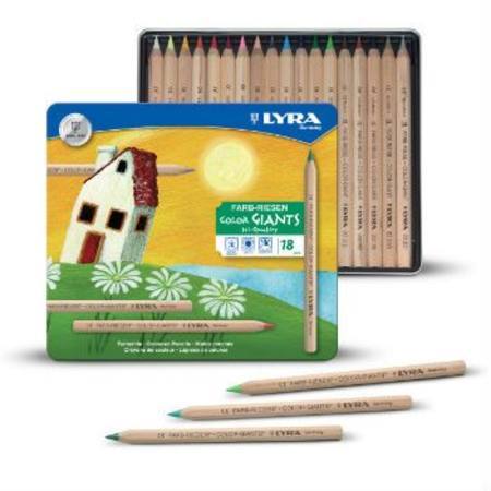 lyra colour giant pencils in a tin case, open