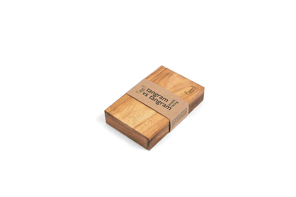 tangrams racing puzzle wooden brain teaser game in hardwood box