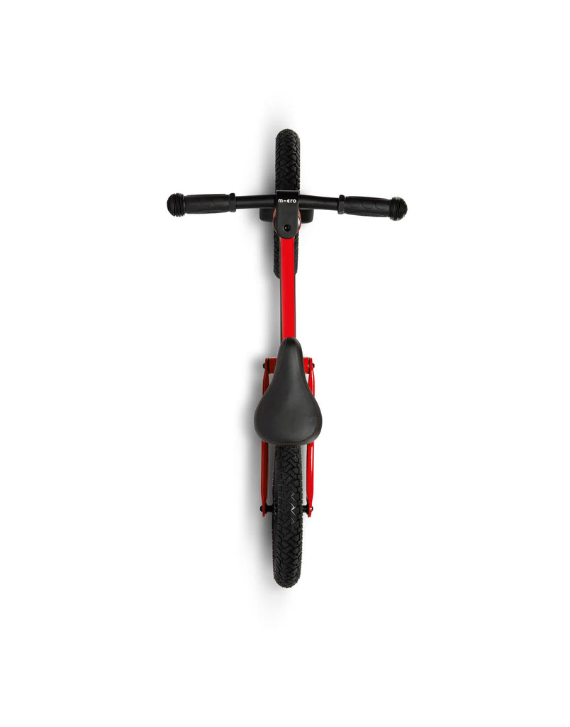 micro balance bike deluxe for toddlers red top view