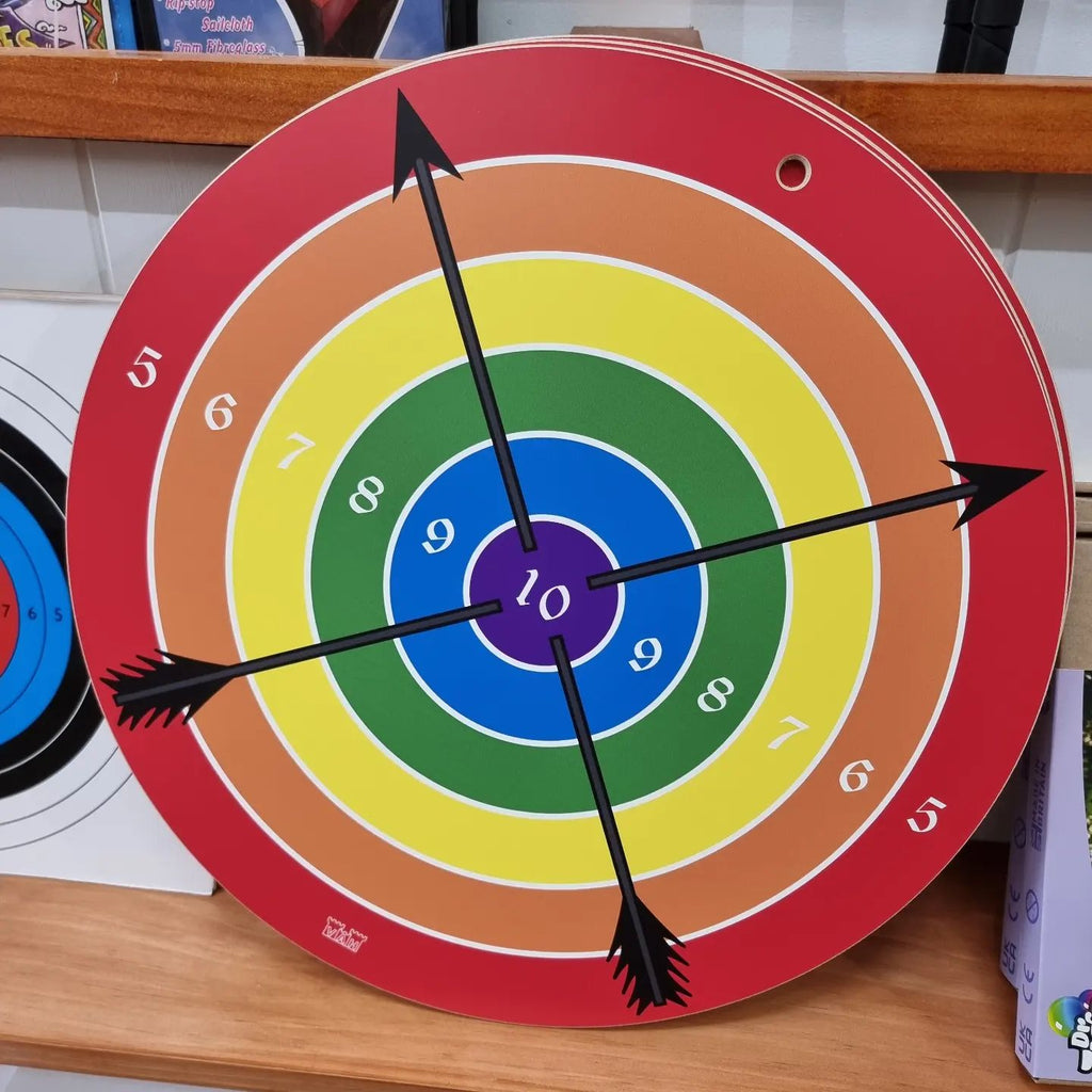 Vah round target on wooden shelf in earth toys shop cairns 